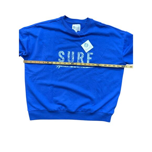 NWT Beachly Women's Blue Surf Graphic Long Sleeves Crew Neck Sweatshirt Size M - Picture 2 of 6